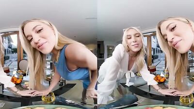 Kay Lovely & Blake Blossom share your hard cock while your friend is out!