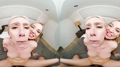 Kay Lovely & Blake Blossom share your hard cock while your friend is out!