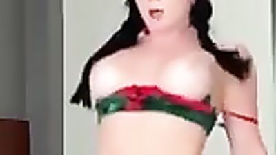 Girlfriend gift Sweet gives a Christmas blowjob and takes a hard pounding like a pro