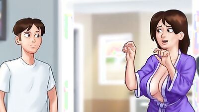 Summertime Saga 3D Sex: Roommate Gives a Massive Cock Handjob & Gets a Messy Facial