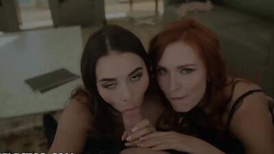 Milan Cheek gets her tits fucked hard while getting her mouth stuffed