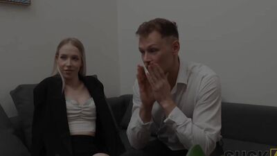 Nata Gold gets naughty in front of her Boyfriend while casting for a hot cuckold session