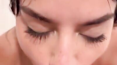 Mina Kitano, goddess sunshine, and Linda Lan share a deepthroat BJ & facial in POV video
