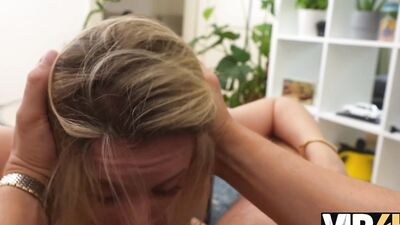 Lily Blossom cheats on her boyfriend with a stranger in front of him while her cuckold boyfriend watches in POV