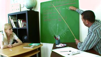 Blonde Little Tits Tutor's classroom lessons with hot creampie
