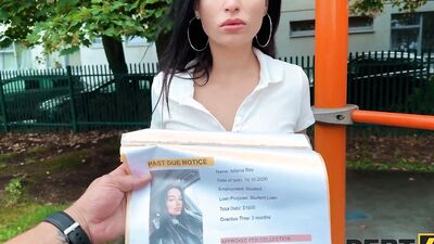 Milena Ray pays off her debt with a deep throat surprise in public