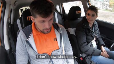 Tiny Tina and Kristof Cale get their shaved pussies drilled in fake driving school