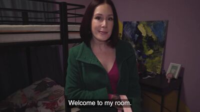 Watch Belle Ohara take a big load in her pussy while getting a hard fuck in her dorm room