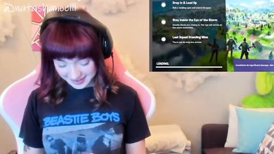 Adorable Gamer Girl Flashing Pierced Nipples