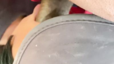 Sneaky blowjob with busty babe