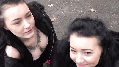 Public Agent Real Twins Stopped on the Street for Indecent Proposals