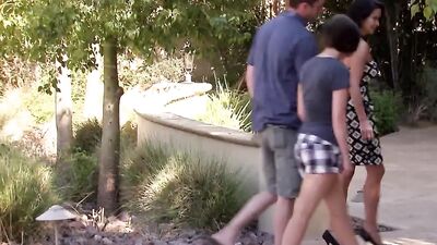 Horny couples are exchanging partners in a wild softcore swinger orgy.