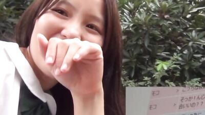 Asian teen is persuaded into giving a public blowjob in a park