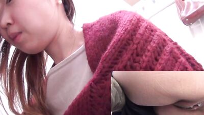 Asian babes squat to pee and get filmed
