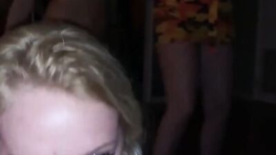 Birthday party ends with a couple of drunk girls sucking off their male friends