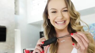 Cute chick is masturbating for her lover before having sex with him
