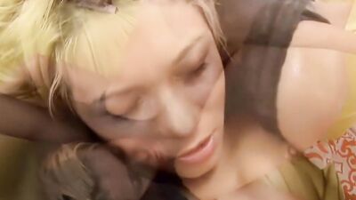 The gaping pussy of this blonde cooze can take two cocks at the same time