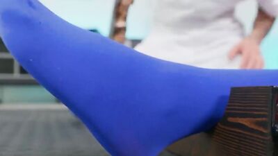 Ebony sweetheart with bubble butt is getting stuffed by her white yoga instructor