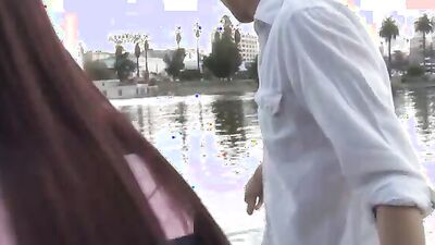 Gorgeous brunette won't stop sucking his johnson until he explodes with cum