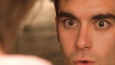 Gorgeous brunette won't stop sucking his johnson until he explodes with cum