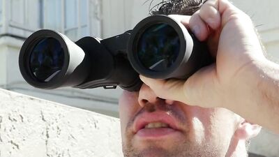 Blonde MILF is spied on by a stud before he decided to approach her