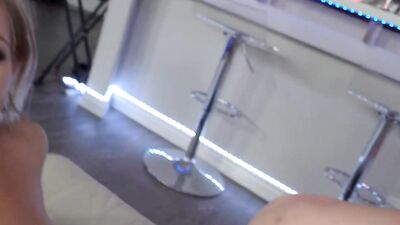 American blonde is getting rammed up her cunny and moans passionately