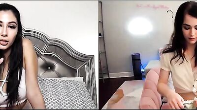 Two lovely chicks are masturbating for one another over camera during a Covid lockdown