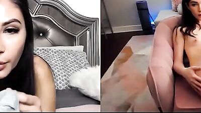 Two webcam hussies are rubbing their twats for one another during a lockdown