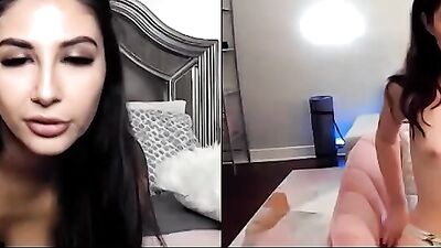 Two webcam hussies are rubbing their twats for one another during a lockdown