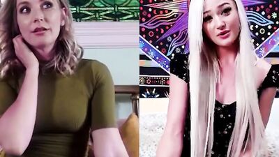 Two blonde girlfriends frequently chat and masturbate for one another over Skype
