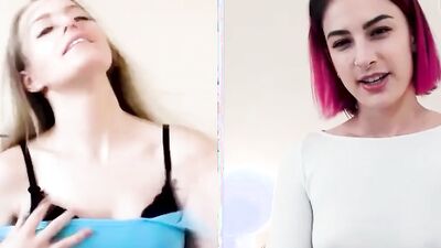 Two webcam lezzies are rubbing their pussies separately and trying to cum together