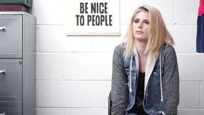 Blonde girl was caught stealing by a security officer and now she'll be banged