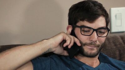 Nerdy guy gets a massage and a blowjob from a hot blonde