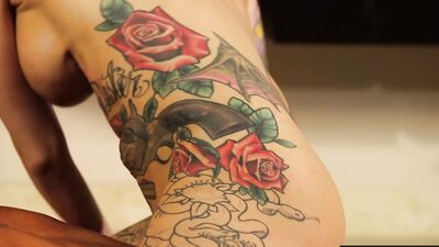 Inked MILF is dressed as the devil in a kinky cosplay sex session