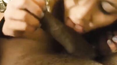 White hussy stuffs her mouth with a BBC in this POV amateur video