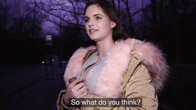 Cute brunette was approached by a horny stranger for quick sex in public