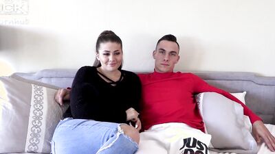 Gorgeous BBW babe is banging her hot boyfriend on a porn casting