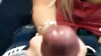 A close-up on an amateur blonde who is using her mouth and face for a BJ