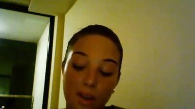 A close-up on an amateur blonde who is using her mouth and face for a BJ