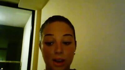 A close-up on an amateur blonde who is using her mouth and face for a BJ