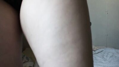 Amateur housewife wants to film herself while gently rubbing her itching clit in a bedroom