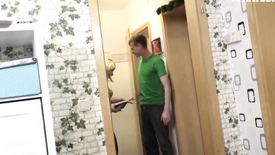 Young blonde cooze is about to learn new things about sex from her naughty stepbro