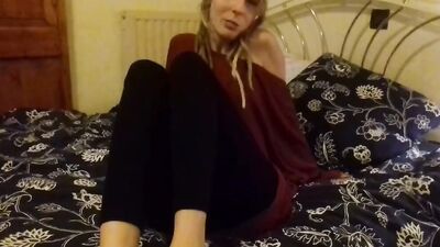 Blonde amateur babe wants you to enjoy and worship her smelly feet