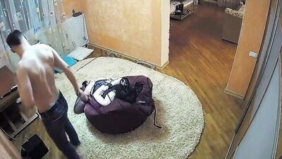Spy camera caught a cheating wife playing kinky BDSM games with her young neighbor