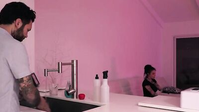 Solo inked cooze with big round tits fingers her pussy and ass