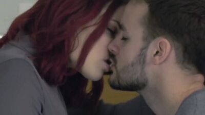 Inked redhead is in heaven while sucking and fucking her boyfriend's big prick