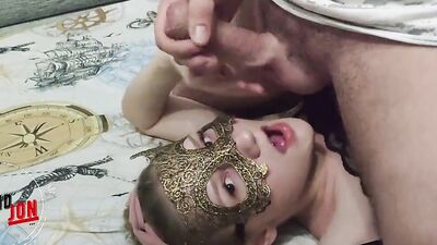 Masked German girl provides her partner with a tremendous cock sucking pleasure
