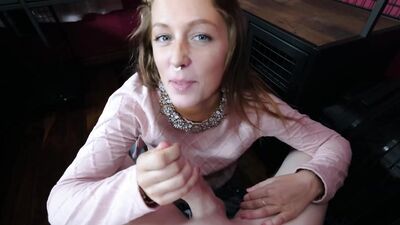 Big tits babe gives a blowjob to her lover with a great enthusiasm POV style