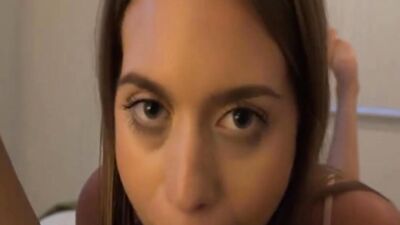 POV lovemaking and a footjob from a cute brunette gal