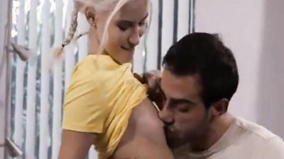 Petite blonde cooze loves being sexually intimate with her horny stepbro